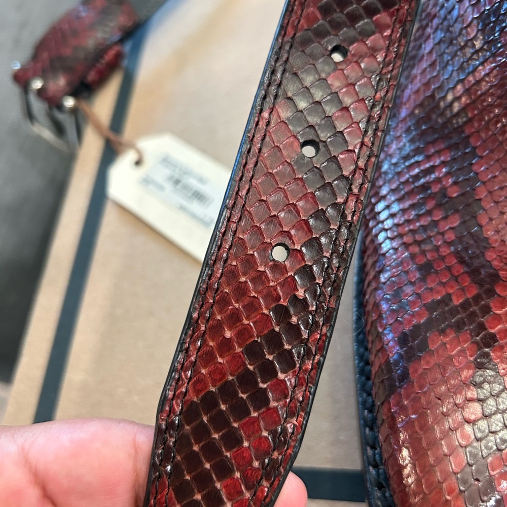 Tecovas Burgundy Python Belt Large